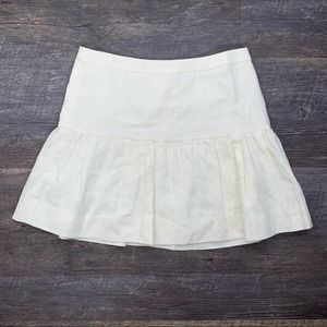 J. Crew off white cream pleated a-line mini skirt size 6